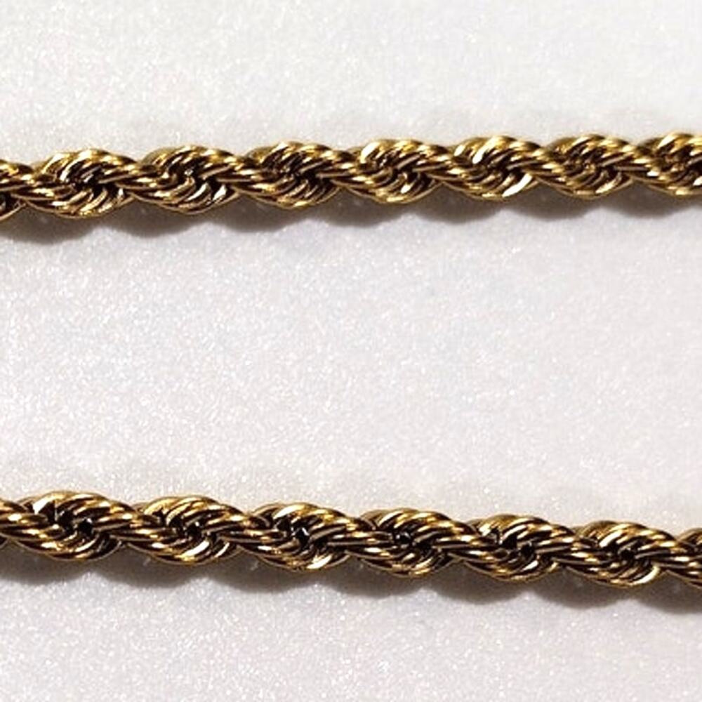18k Gold Plated Necklace Bracelet Diamond Cut Rope Chain Set Valentines Birthday